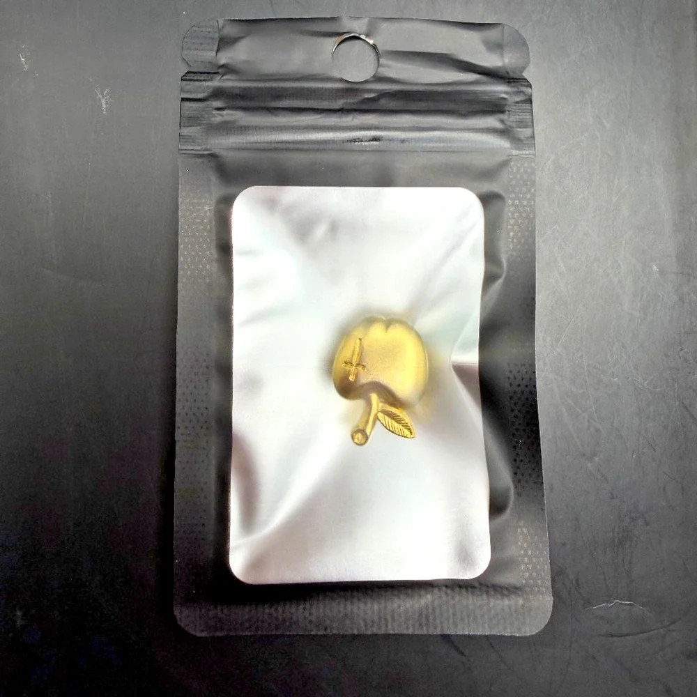 Gold Tone Apple Cross Lapel Pin Teacher Christian Brooch 0.75in